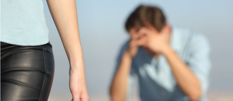 Breakup couple sad man