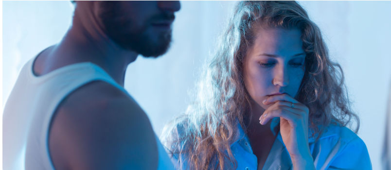 Young man breaking up with his girlfriend