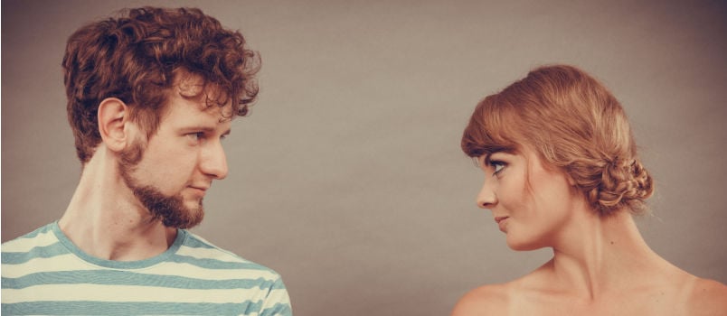 Couple looking at each other