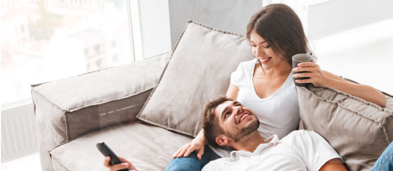 Young couple having coffee