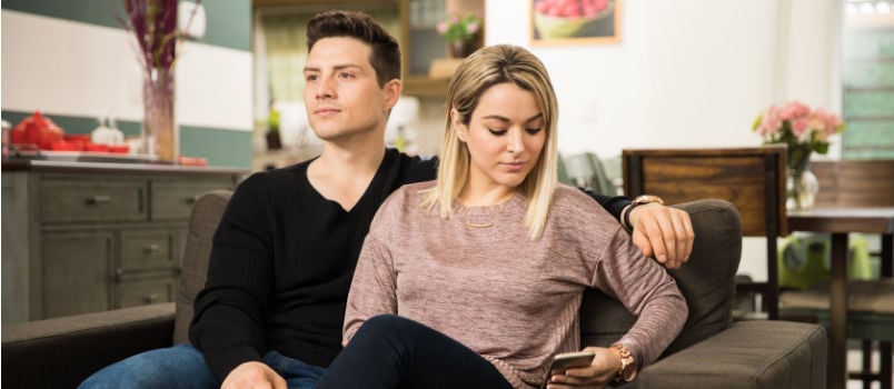 Young women sending text