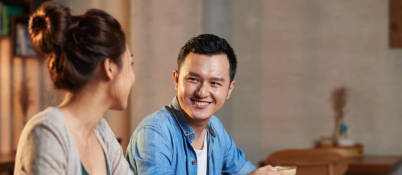 Young man looking at each other