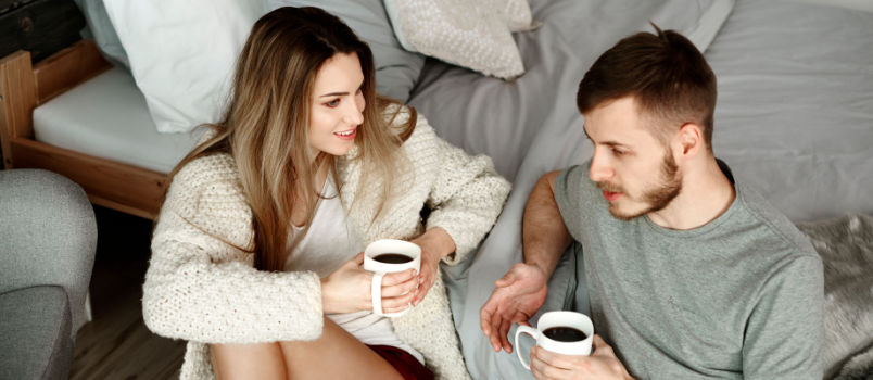 Couple having black coffee