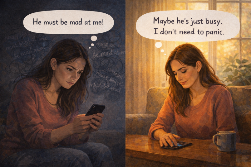 Woman overthinking and anxious