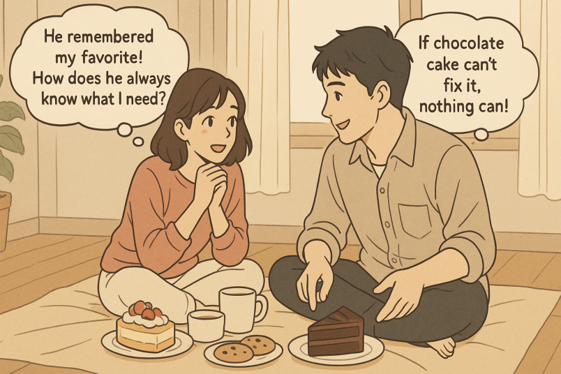 Couple eating together