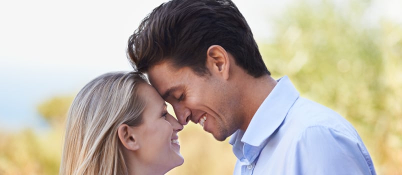 Young couple showing love affection