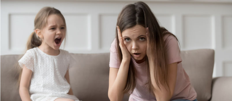 Girl fighting with mother