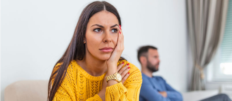 Couple ignoring each other