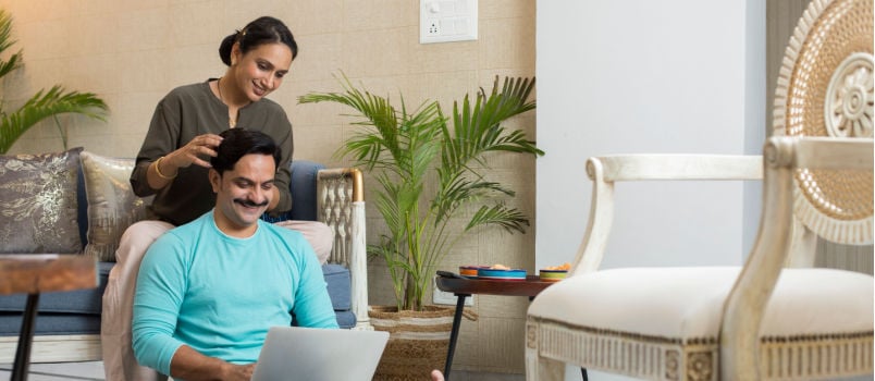 Couple relaxing at home