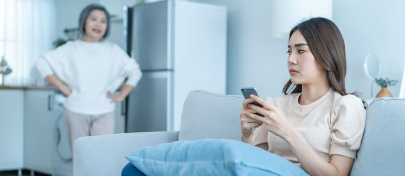 Senior women shouting at another women