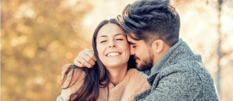 Couple hugging outdoor