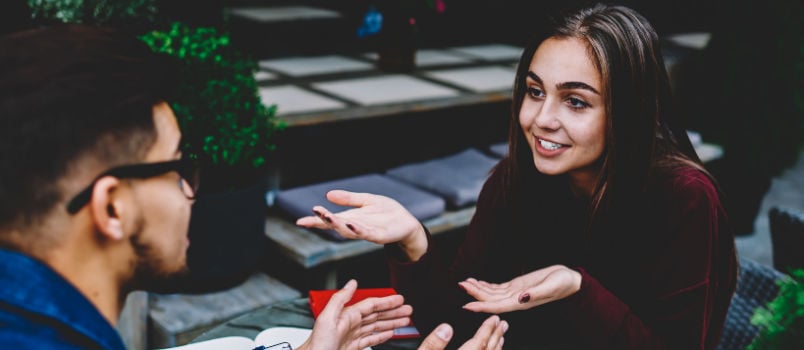 Couple discussing on date