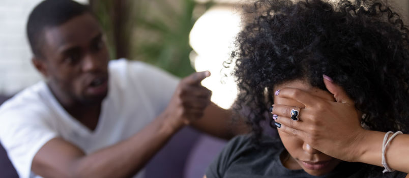 Angry frustrated wife ignoring man