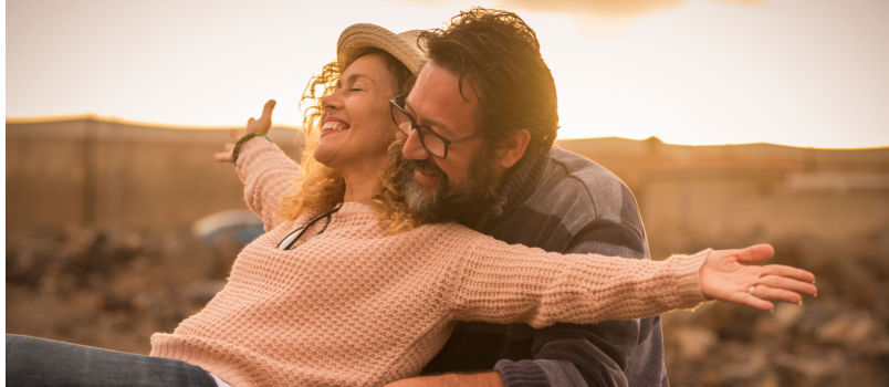 Happy couple outside