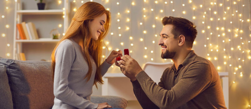Man proposing woman