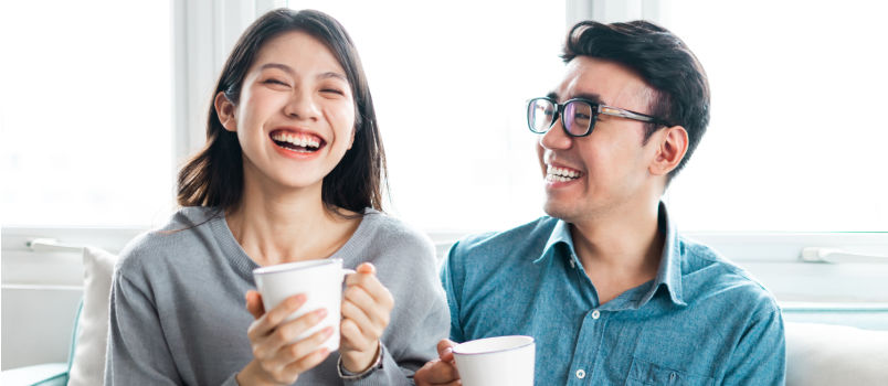 Happy asian couple