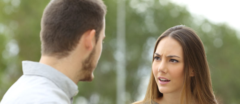 Couple talking seriously