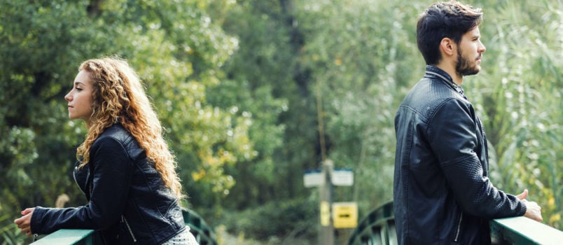 Couple couple having conflicts in park