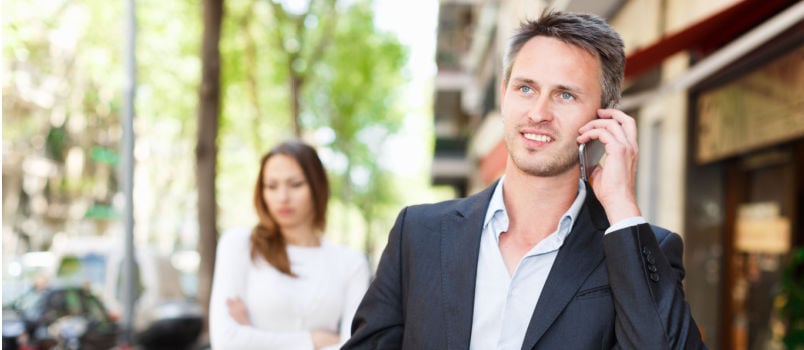 Young man ignoring frustrated woman