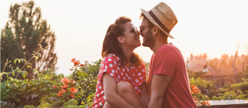 Happy couple having romantic moment