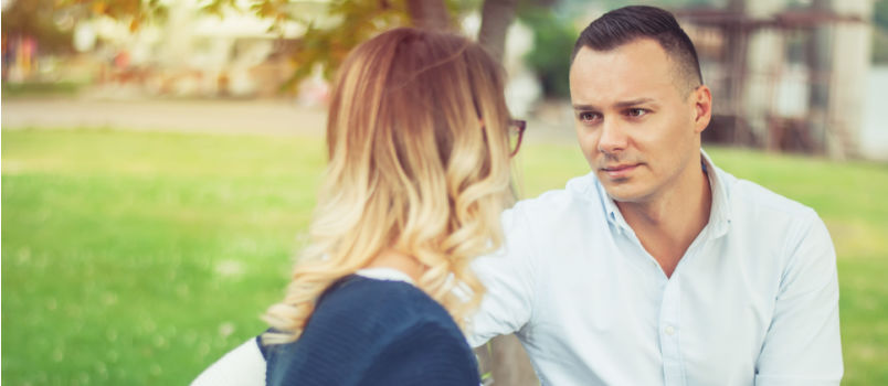 Couple talking outdoor in the park