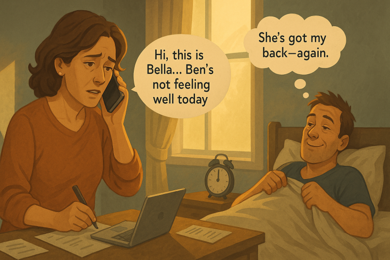 Woman calling at work png