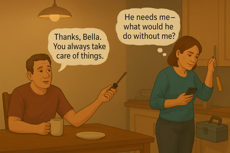 Woman fixing things