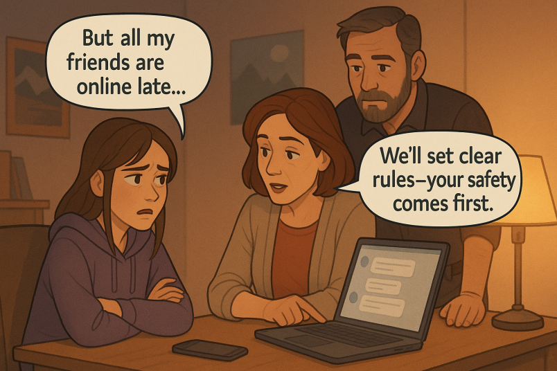 parents setting digital boundary