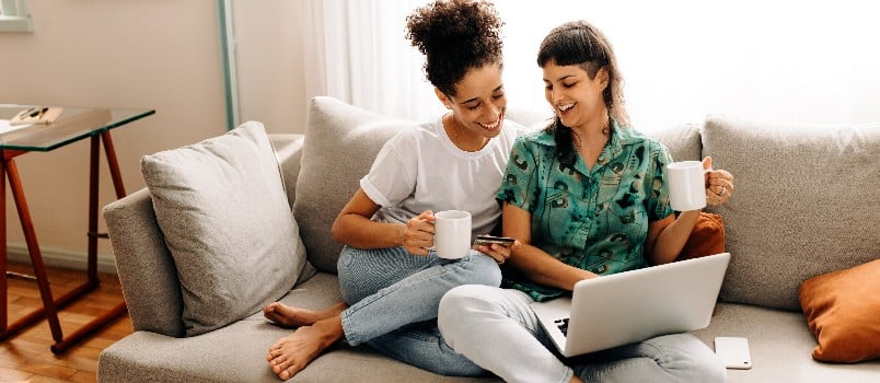Happy young lesbian couple
