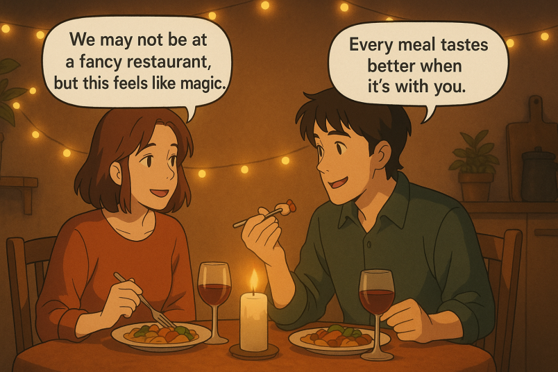 Young couple having dinner together