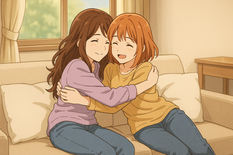 Meeting after a long time hug