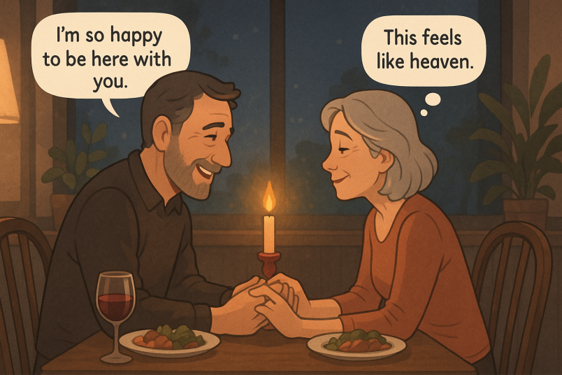 Moment romantique d'un dîner