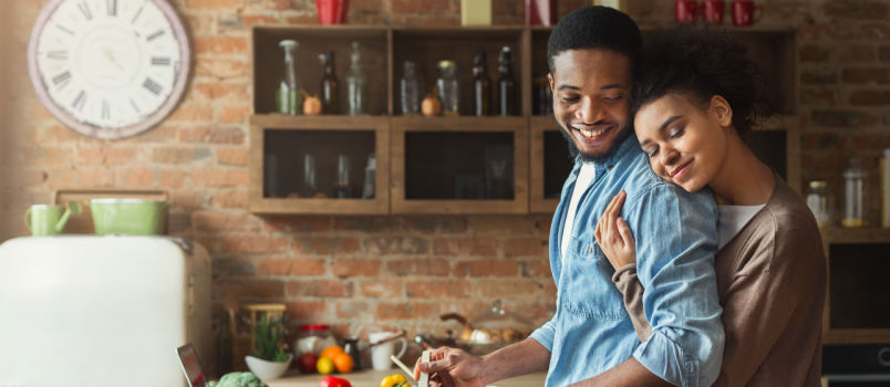 Couple preparing dinner