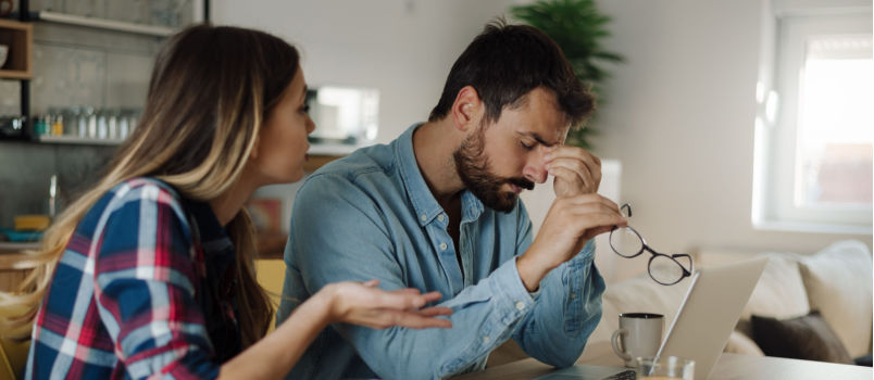 Young couple feeling stressed
