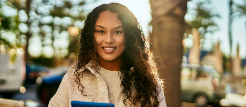 Happy latin woman smiling