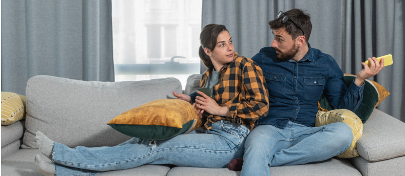 Young couple having argue at home