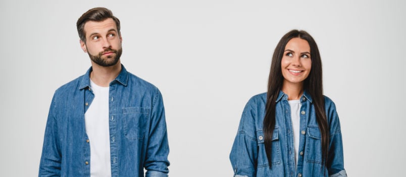 Young thoughtful couple