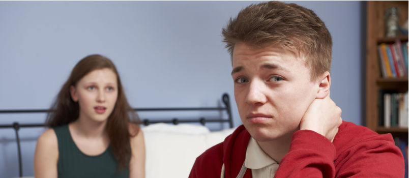 Teenage couple having relationship problems