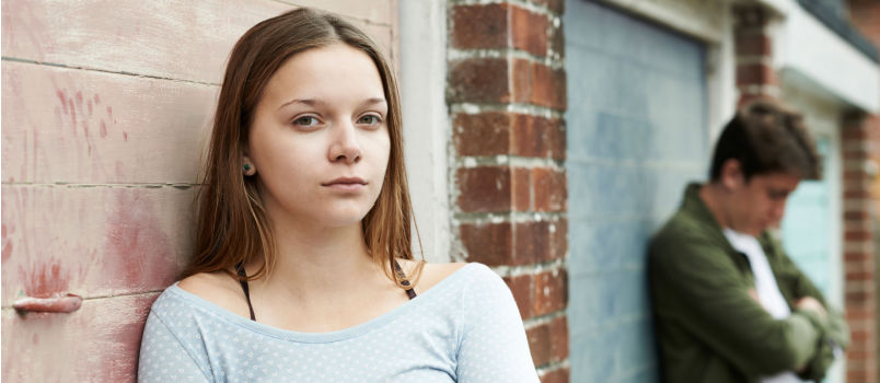 Unhappy teenage couple