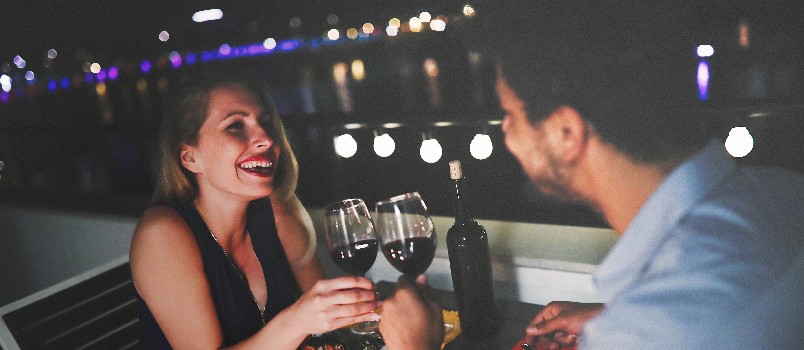 Romantic couple having dinner