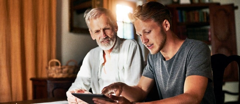 Father and son doing some investment