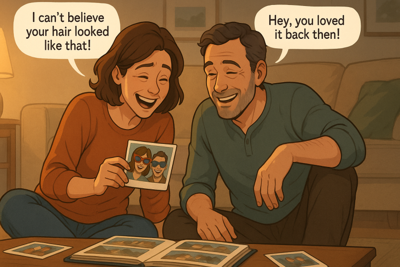 Laughing over memories