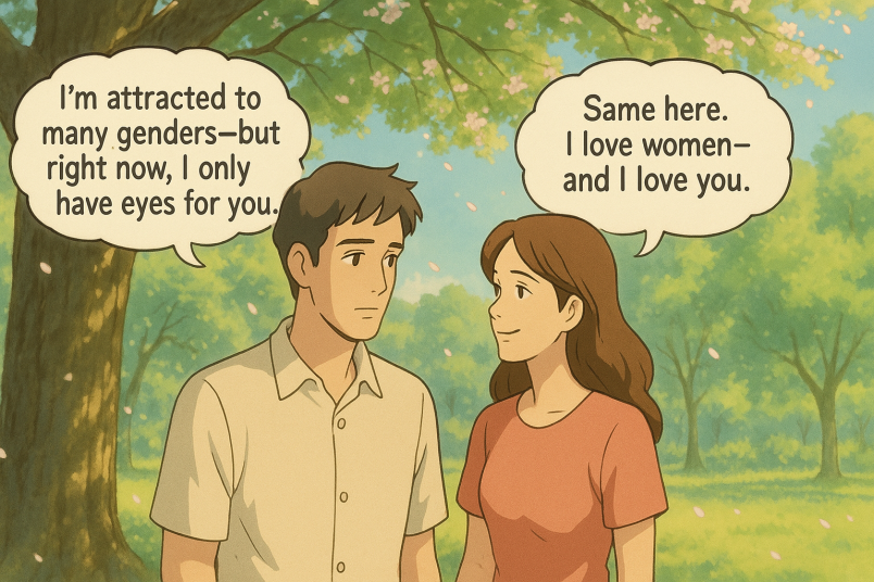 Polysexual lesbian couple