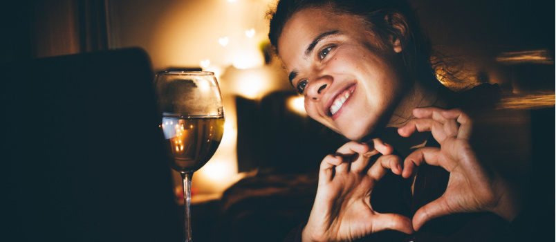 Woman talking on video call
