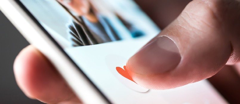 Giving like photo on social media