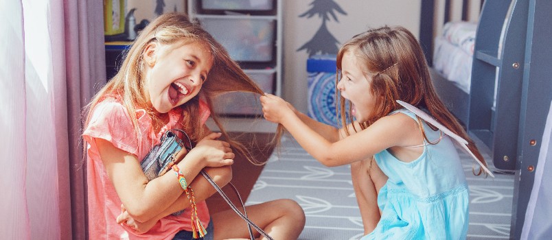 Two little mad angry girl