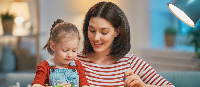 Mother and daughter coloring 