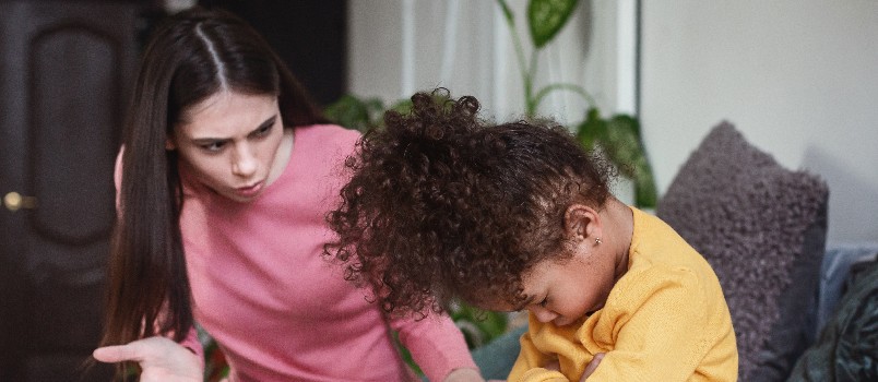 Mother shouting on child