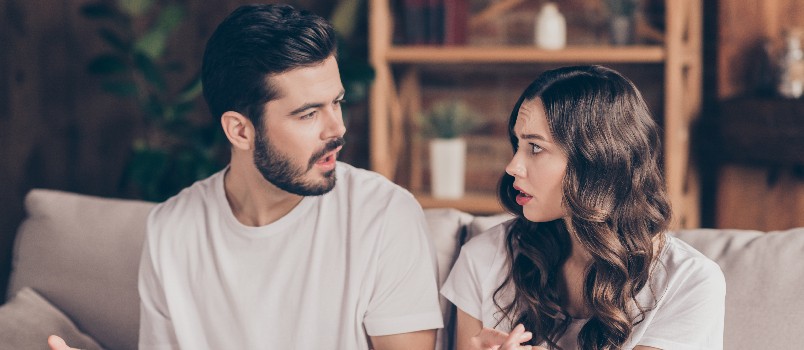 Unhappy couple having an argument 