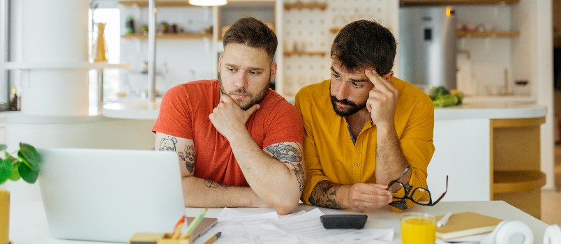 Couple paying their financial bills